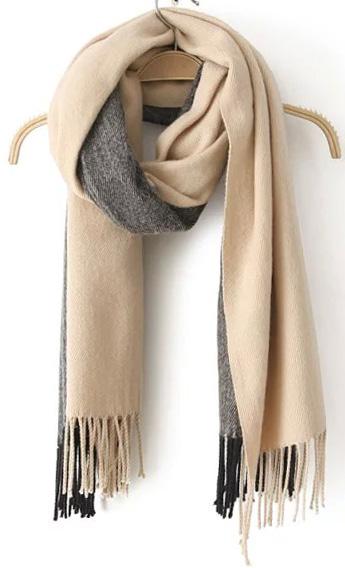 Romwe With Tassel Beige Scarf