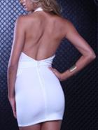 Romwe Halter Hollow Out Bodycon White Dress