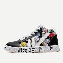 Romwe Lace-up Cartoon Print Sneakers