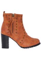Romwe Lace-up Brown Boots