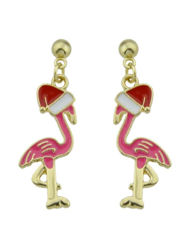Romwe Christmas Flamingos Pendant Creative Individual Earrings