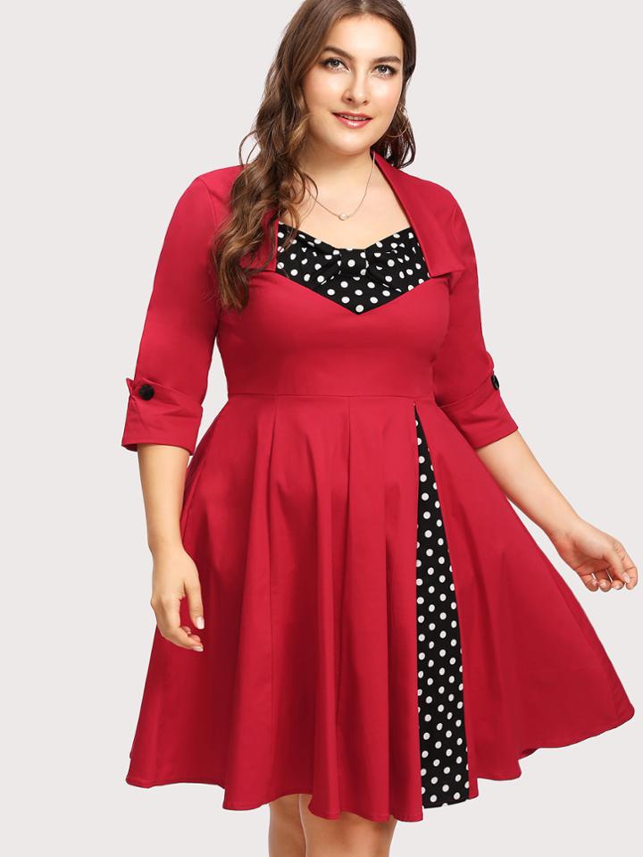 Romwe Contrast Spot Circle Dress