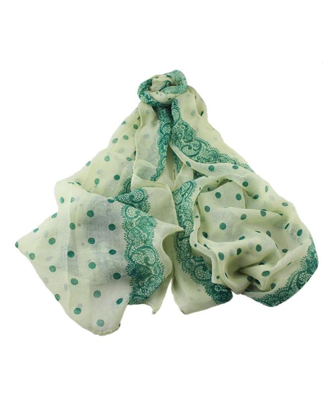 Romwe Green Flower Print Large Long Scarf