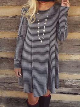 Romwe Long Sleeve Striped Tshirt Dress