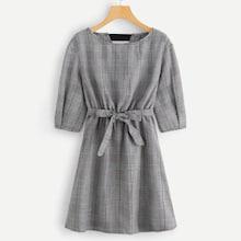 Romwe Plaid Knot Front Dress