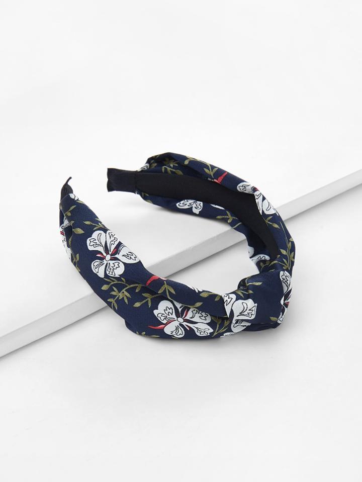 Romwe Flower Print Knot Headband