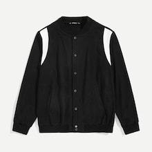 Romwe Guys Button Up Contrast Panel Baseball Jacket
