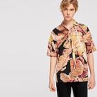Romwe Guys Palm Leaf Print Buttoned Shirt