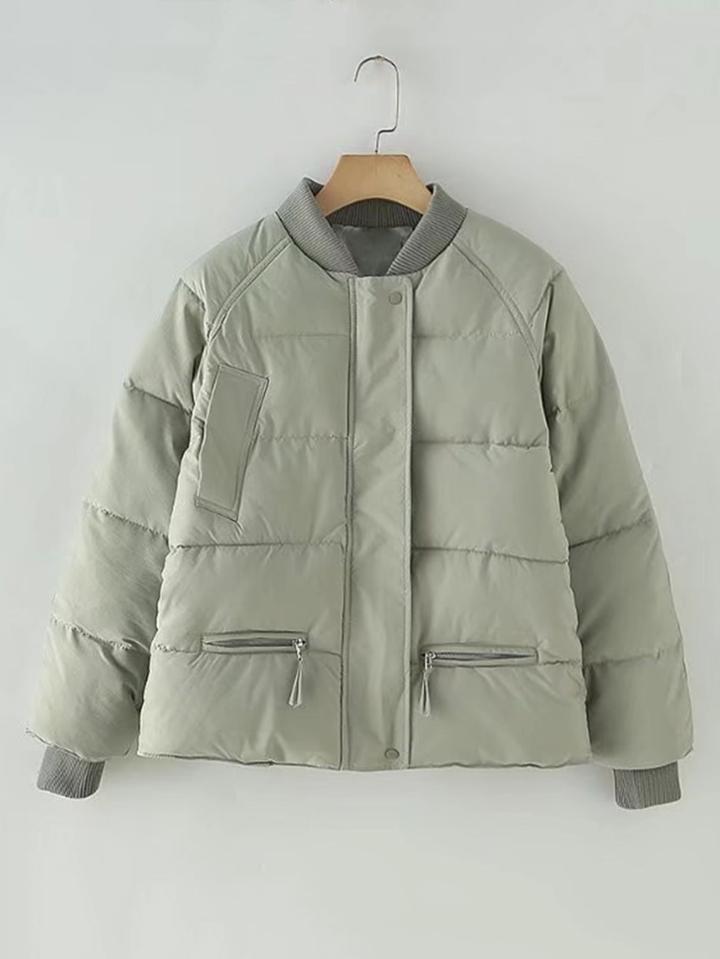 Romwe Raglan Sleeve Bomber Padded Jacket