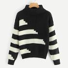 Romwe Color-block High Neck Jumper