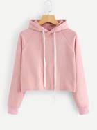 Romwe Raglan Sleeve Drawstring Hoodie