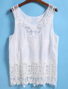 Romwe Lace Crochet Hollow Tank Top