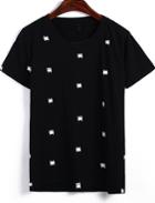 Romwe Bat Print Black T-shirt