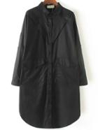 Romwe Black Shirt Dress With Pockets