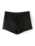 Romwe Lace Up Grommet Suede Shorts