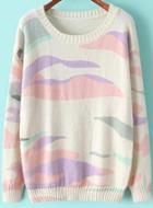 Romwe Multicolor Camouflage Print Knit Sweater