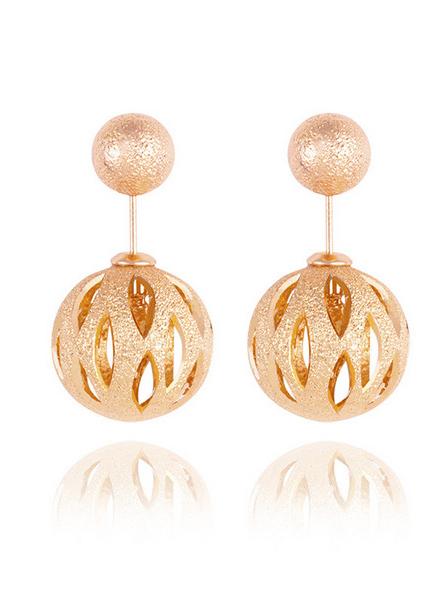 Romwe Cutout Ball Double Sided Earrings - Gold