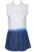 Romwe Dual-tone Gradient Pocketed Sleeveless Shirt