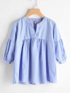 Romwe Stand Collar Pinstriped Smock Blouse