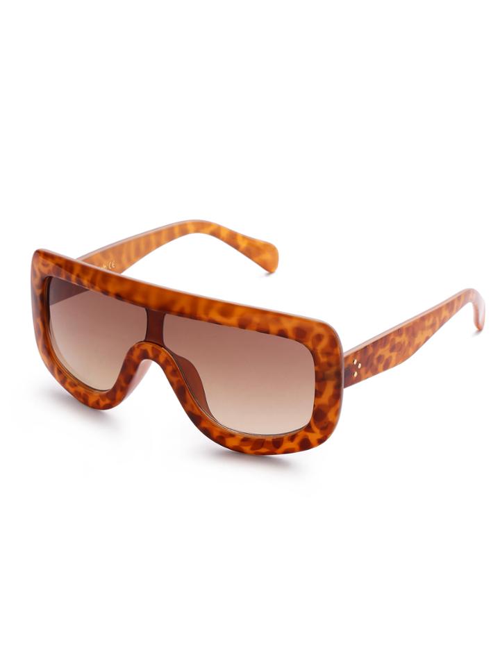Romwe Leopard Oversized Visor Sunglasses