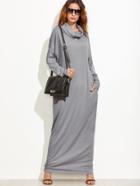 Romwe Cowl Neck Drop Shoulder Full Length Dress