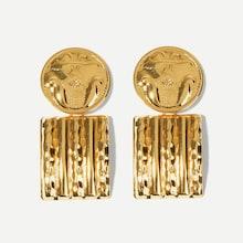 Romwe Textured Round & Square Drop Earrings