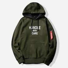 Romwe Men Zip Decoration Letter Print Hooded Sweatshirt