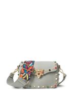 Romwe Colorful Rivets Decoration Wide Strap Flap Bag