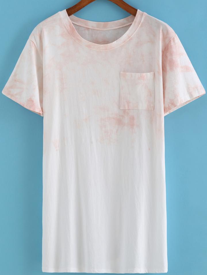 Romwe Tie-dye With Pocket T-shirt