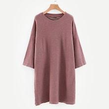 Romwe Lace-up Back Slit Hem Solid Knit Dress