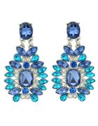 Romwe Blue Rhinestone Stud Fashion Design Hanging Earrings