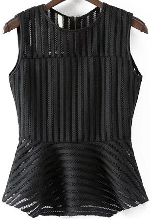 Romwe Back Zipper Hollow Mesh Top