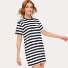 Romwe Smile Embroidery Stripe Tee Dress