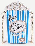 Romwe Blue Striped Popcorn Bag With Chain