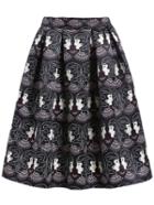 Romwe Elastic Waist Print A-line Skirt