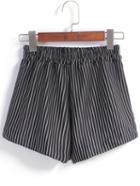Romwe Vertical Striped Split Black Short