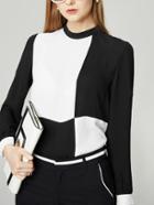 Romwe Stand Collar Color-block Blouse