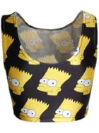 Romwe Simpson Print Crop Tank Top