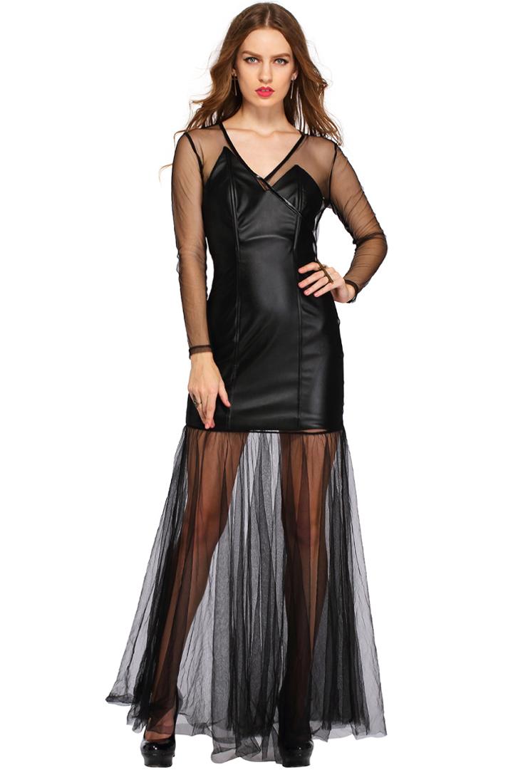 Romwe Romwe Mesh Flouncing Sexy Dress