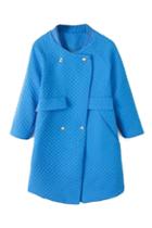 Romwe Double-breasted Quilted Blue Coat