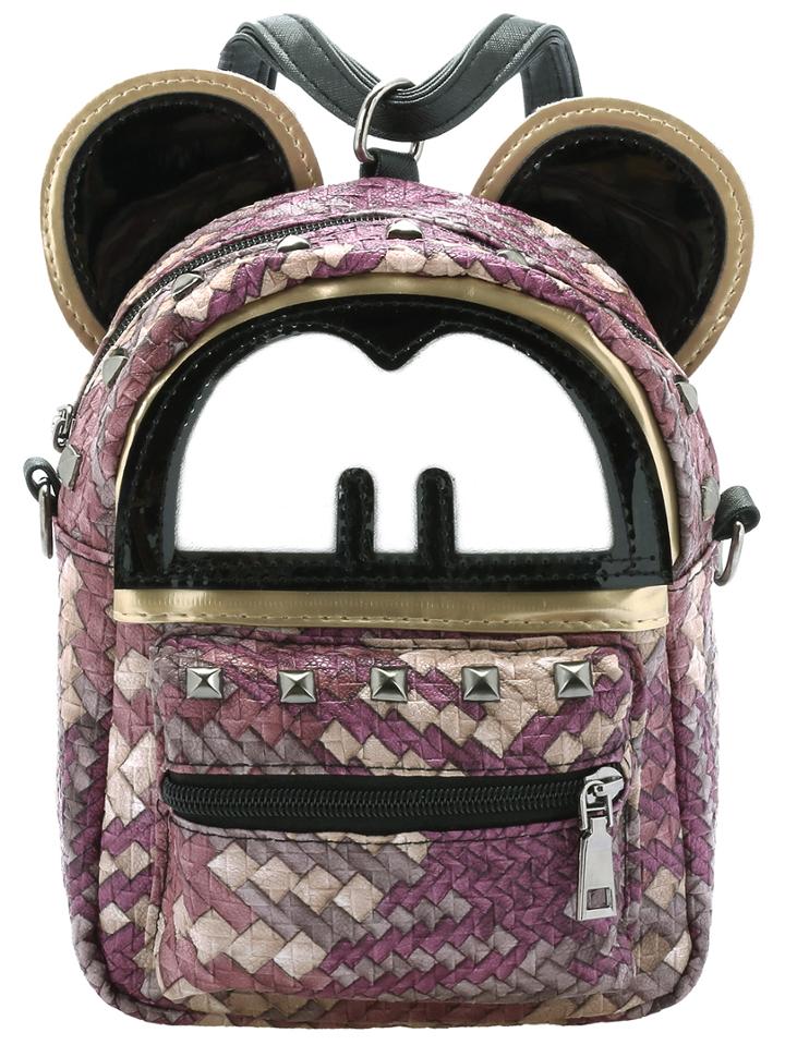 Romwe Purple Cartton Pattern Rivets Backpack