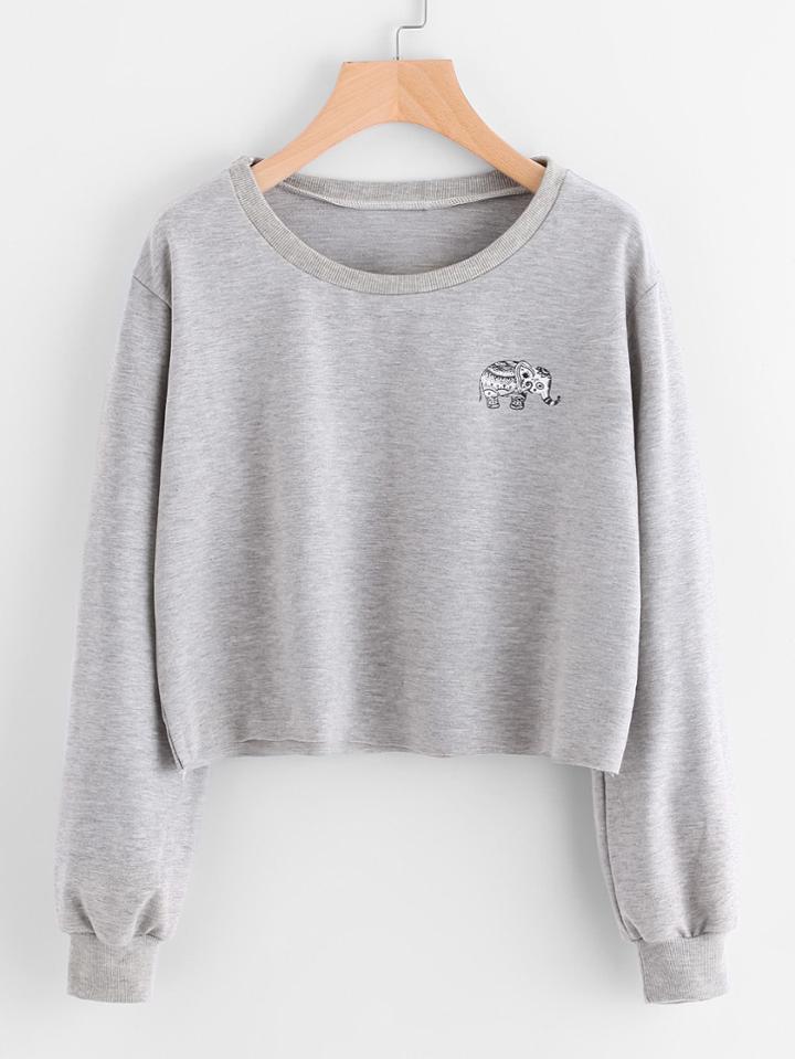 Romwe Elephant Print Sweatshirt