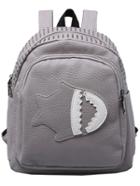 Romwe Grey Studded Patch Pu Backpack