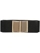 Romwe Metallic Embellished Elastic Black Belt