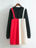 Romwe Color Block Sweater Dress
