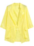 Romwe Yellow Long Sleeve Pockets Loose Coat