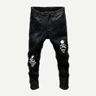 Romwe Men Skull And Letter Print Jeans