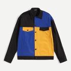 Romwe Guys Button Up Color-block Jacket