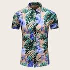 Romwe Guys Tropical & Floral Print Shirt