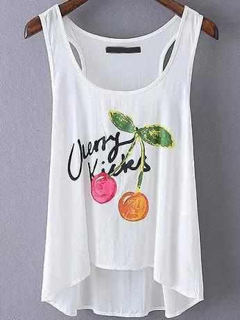 Romwe Cherry Print Tank Top